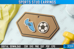 Sports Stud Earrings Laser Cut Bundle, Wood Jewelry Template Product Image 6