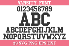 Varsity SVG Alphabet with Letters and Numbers Product Image 1