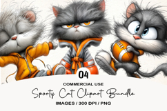 Sporty Cat Clipart PNG Sublimation Product Image 1