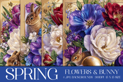 Spring Background, Spring Flowers and Bunny Backgrounds, s1 Product Image 1