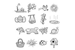 Spring icons representing renewal, nature, and easter festiv Product Image 1