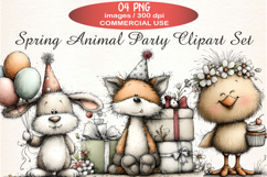 Spring Animal Party Clipart PNG Product Image 1