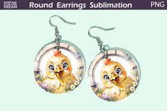 Chicken Flowers Earrings | Spring Animal Round Earrings Product Image 1