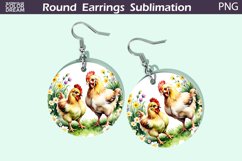 Chicken Flowers Earrings | Spring Animal Round Earrings Product Image 1