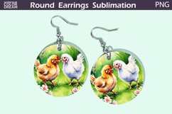 Chicken Flowers Earrings | Spring Animal Round Earrings Product Image 1