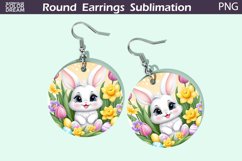 Bunny Flowers Earrings | Spring Animal Round Earrings Product Image 1