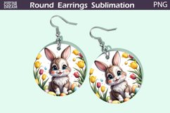 Bunny Flowers Earrings | Spring Animal Round Earrings Product Image 1