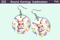 Bunny Flowers Earrings | Spring Animal Round Earrings Product Image 1