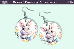Bunny Flowers Earrings | Spring Animal Round Earrings Product Image 1