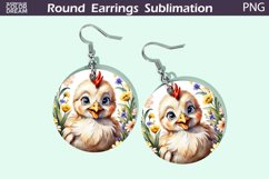 Cute Chicken Flowers Earrings | Spring Animal Round Earring Product Image 1