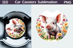 Spring Pig Car Coaster | Farm Animal Coaster Product Image 1
