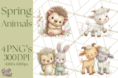 Spring Animals Clipart, Baby Bunny Lamb Chick Duckling Png Product Image 1