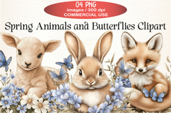 Spring Animals and Butterflies Clipart Product Image 1