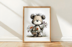Spring Animals Holding Flowers Clipart Product Image 3