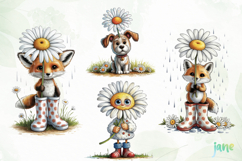 Spring Animals with Daisy Clipart Product Image 1