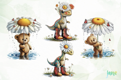 Spring Animals with Daisy Clipart Product Image 1