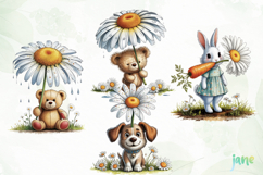 Spring Animals with Daisy Clipart Product Image 1