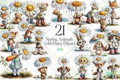 Spring Animals with Daisy Clipart Product Image 1