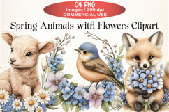 Spring Animals with Flowers Clipart Product Image 1