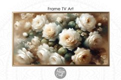 White roses Frame TV art, white rose oil painting, vintage Product Image 3