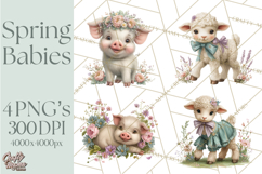 Spring Baby Animals Clipart PNG, Cute Easter and Spring Png Product Image 1
