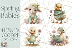 Spring Baby Animals Clipart PNG, Cute Easter and Spring Png Product Image 1