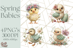 Spring Baby Animals Clipart PNG, Cute Easter and Spring Png Product Image 1