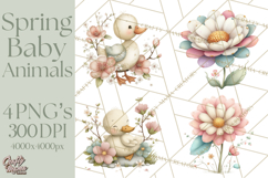 Spring Garden Animals Clipart, Cute Pastel Bunny Chick Lamb Product Image 1