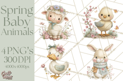 Spring Garden Animals Clipart, Cute Pastel Bunny Chick Lamb Product Image 1
