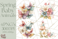 Spring Garden Animals Clipart, Cute Pastel Bunny Chick Lamb Product Image 1