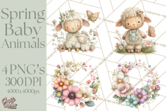 Spring Garden Animals Clipart, Cute Pastel Bunny Chick Lamb Product Image 1
