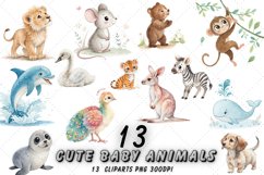 Baby Animals, Spring Clipart, Watercolor Illustrations, Pastel Animals, Spring Baby Animals