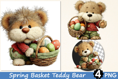 Spring Basket Teddy Bear Clipart PNG Product Image 1