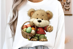 Spring Basket Teddy Bear Clipart PNG Product Image 2