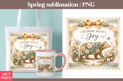 Bloom With Joy Floral Bear sublimation Spring sublimation Product Image 1