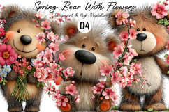 Spring Bear With Flowers Clipart Product Image 1