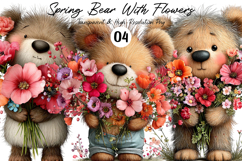 Spring Bear With Flowers Clipart Product Image 1