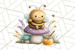 Spring Bee Clipart, Cute Bumblebee PNG, Watercolor Flowers Product Image 5