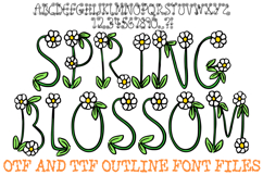Spring Blossom Font Daisy Flower Doodle Lettering ABC OTF by Squeeb Creative