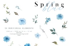 spring blue watercolor floral clipart roses peonies flowers light pastel dusty blue png