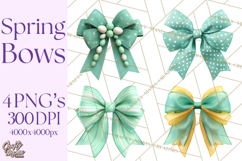 Easter Bow Clipart, Pastel Ribbon Bows, Floral Png Product Image 1