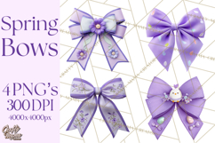 Easter Bow Clipart, Pastel Ribbon Bows, Floral Png Product Image 1