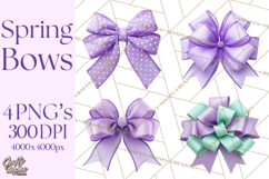 Easter Bow Clipart, Pastel Ribbon Bows, Floral Png Product Image 1