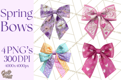Easter Bow Clipart, Pastel Ribbon Bows, Floral Png Product Image 1