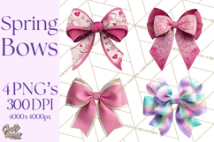 Easter Bow Clipart, Pastel Ribbon Bows, Floral Png Product Image 1