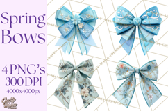 Easter Bow Clipart, Pastel Ribbon Bows, Floral Png Product Image 1