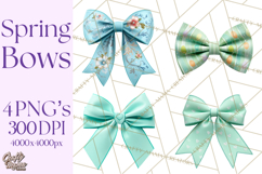 Easter Bow Clipart, Pastel Ribbon Bows, Floral Png Product Image 1