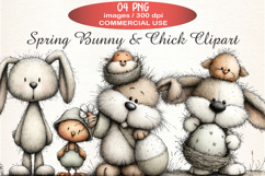 Spring Bunny &amp; Chick Clipart Product Image 1