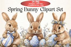 Spring Bunny Clipart Set Product Image 1