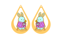 Bunny Spring Earring, Easter Bunny Laser Cut Earrings, SVG Product Image 2